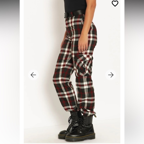 TARTAN TWILIGHT CARGO PANTS  LIMITED SIZE 10 NWOT BLACK RED WHITE BLACKMILK BM - Picture 2 of 7